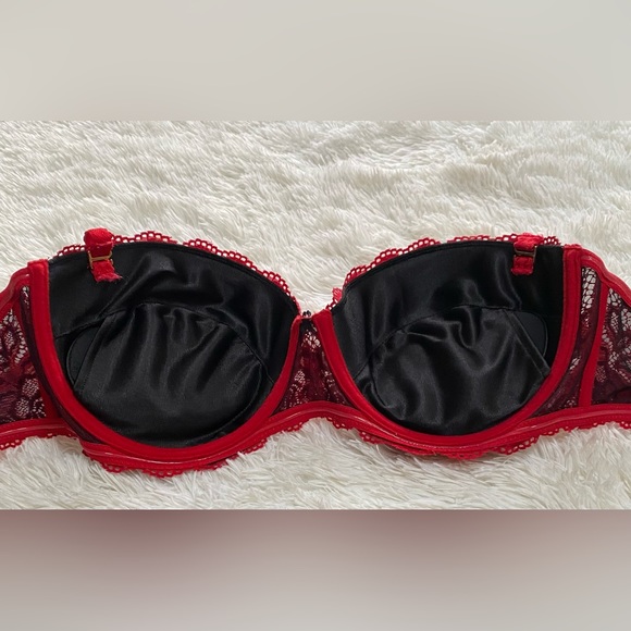 La Vie en Rose Red Push Up Lace Bra Size 38DD - Picture 5 of 8
